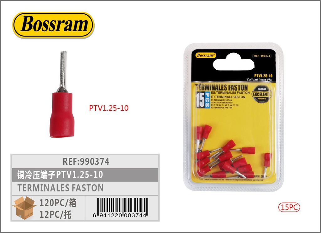 Terminales Faston PTV1.25-10 15pcs