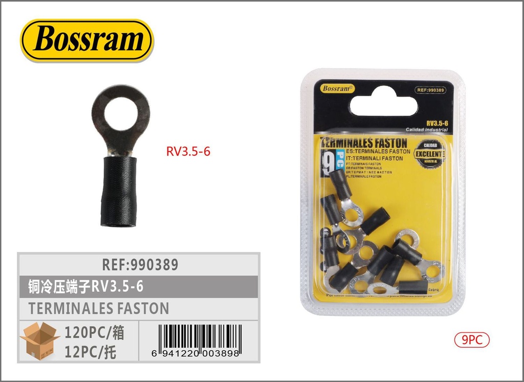 Terminales faston RV3.5-69pcs para electricidad y conexiones