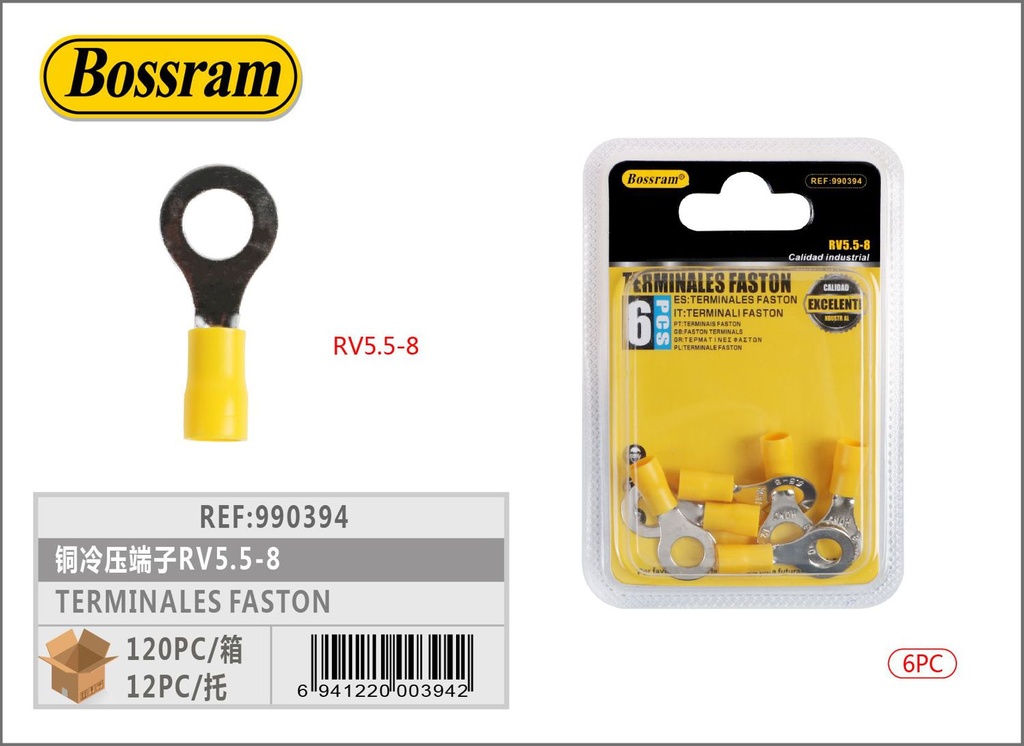 Terminales Faston RV5.5-86pcs para conexiones eléctricas