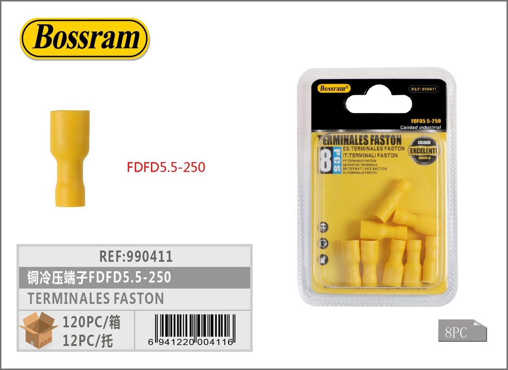 Terminales Faston de cobre FDFD5.5-250 8pcs