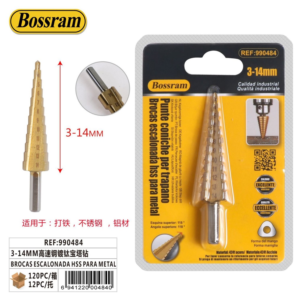 Brocas escalonadas HSS para metal 3-14mm para herramientas