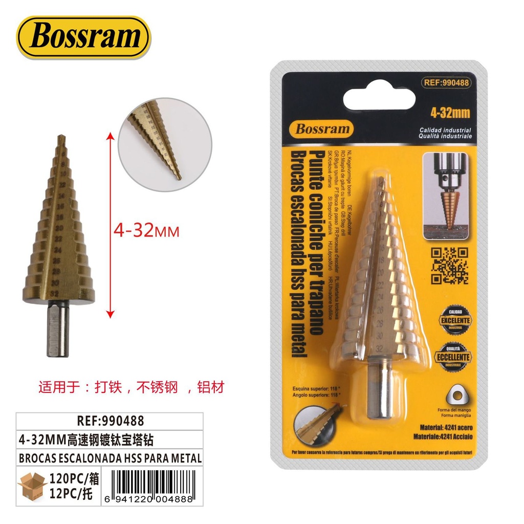 Brocas escalonadas HSS 4-32mm para metal