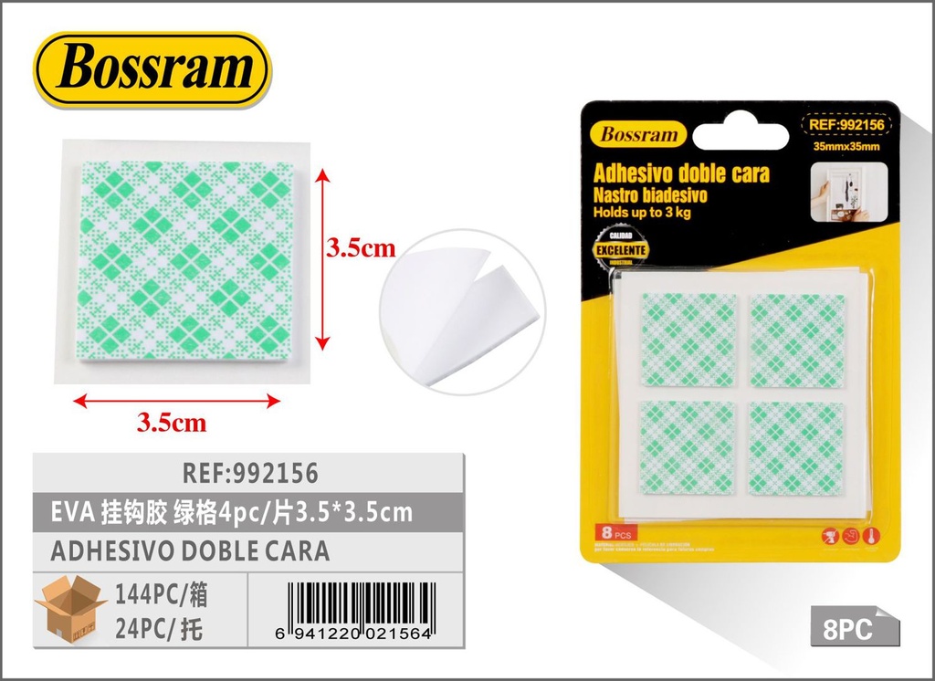 Adhesivo doble cara EVA 3.5x3.5cm 4pcs para montaje y bricolaje