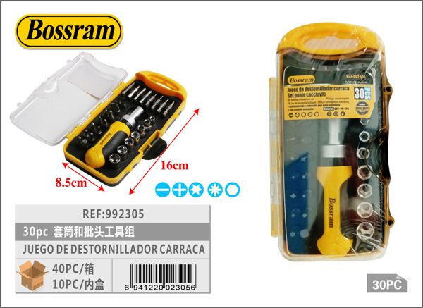 Juego de destornillador carraca 30 piezas para reparaciones y bricolaje