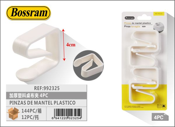 Pinzas de mantel ancho de plástico 4pcs para fijación