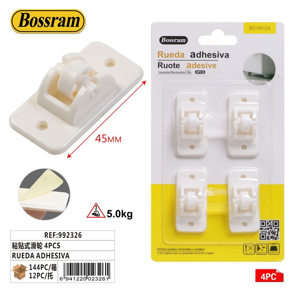 Rueda adhesiva 4pcs para muebles y organización