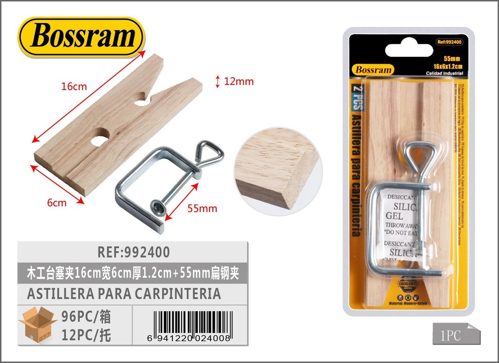 Astillera para carpintería 16cm ancho 6cm grosor 1.2cm + 55mm para trabajos de madera