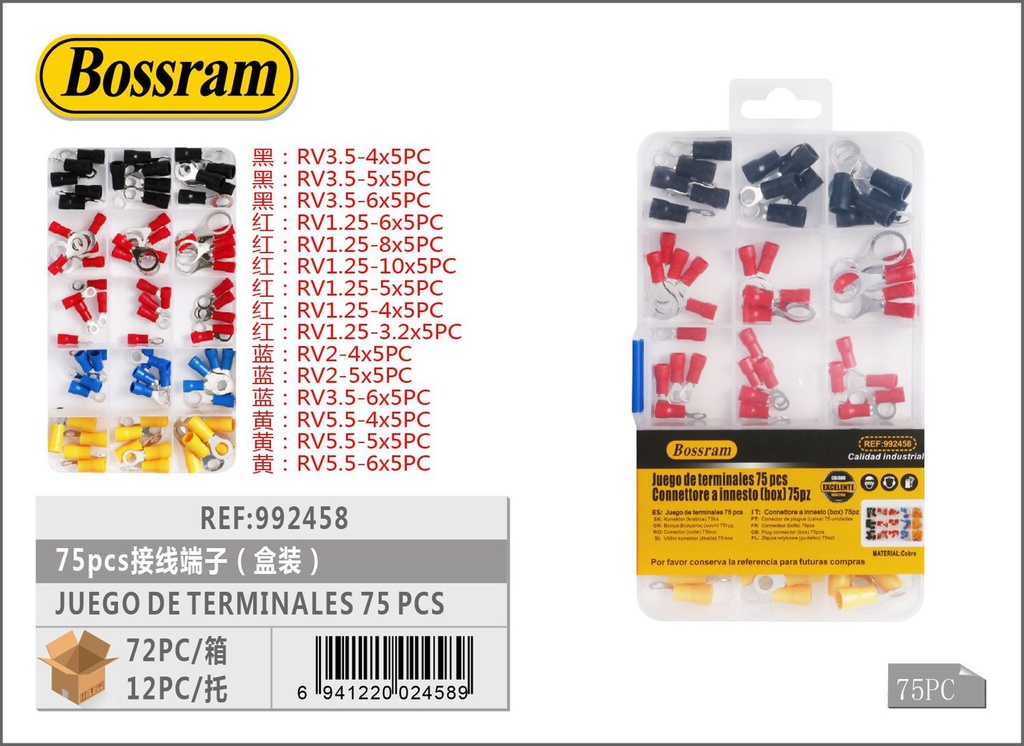 Juego de terminales 75pcs para conexiones eléctricas