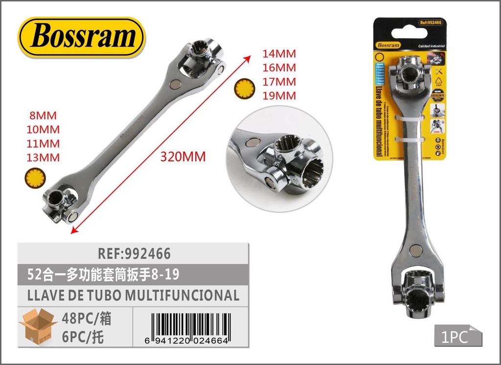 Llave de tubo multifuncional 52 en 1 (8-19 mm)