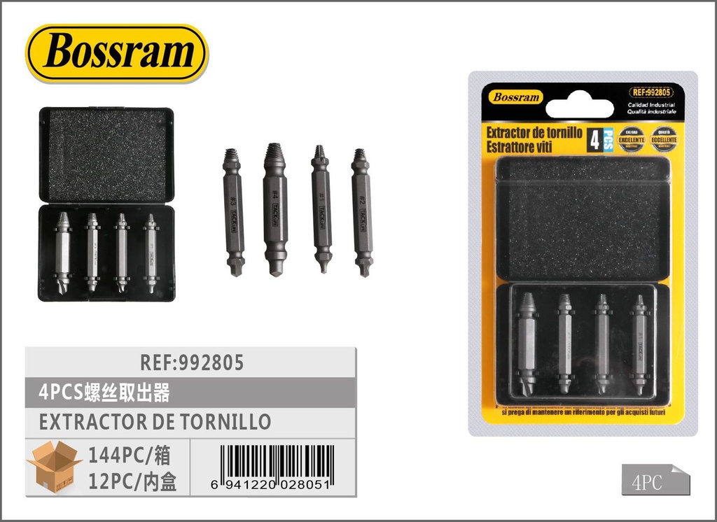 Extractor de tornillo 4 piezas para bricolaje