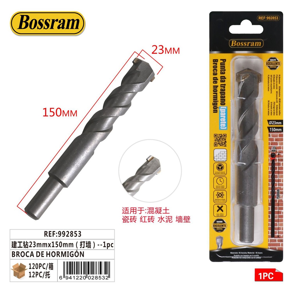 Broca de hormigón 23mmx150mm para taladro