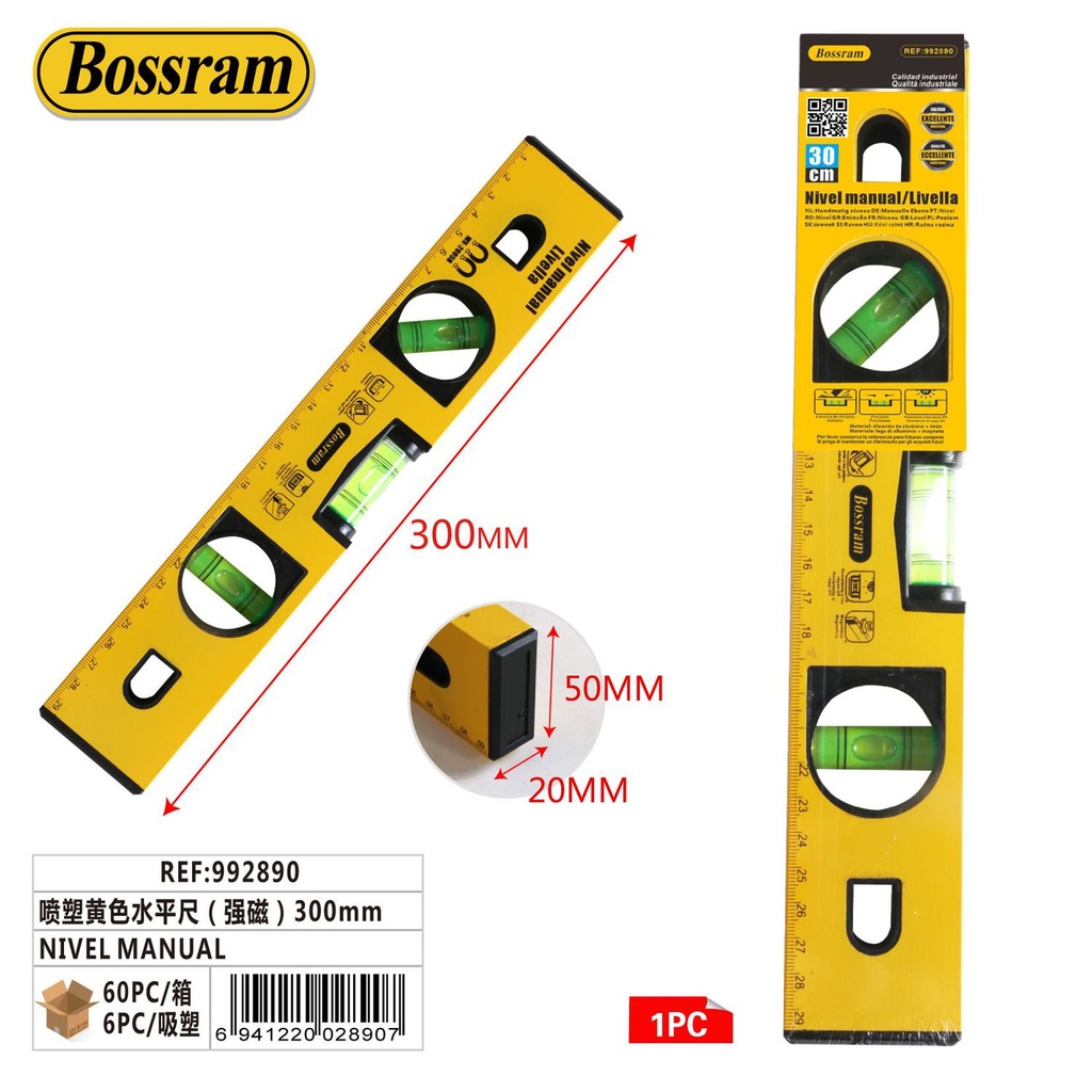 Nivel manual con imán 300mm para precisión