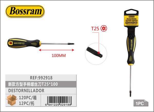 Destornillador T25x100 con mango ergonómico para reparaciones