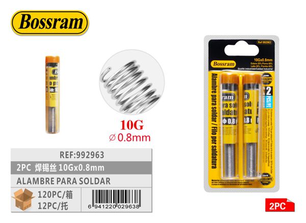 Alambre para soldar 2x10gx0.8mm 2pcs para reparaciones