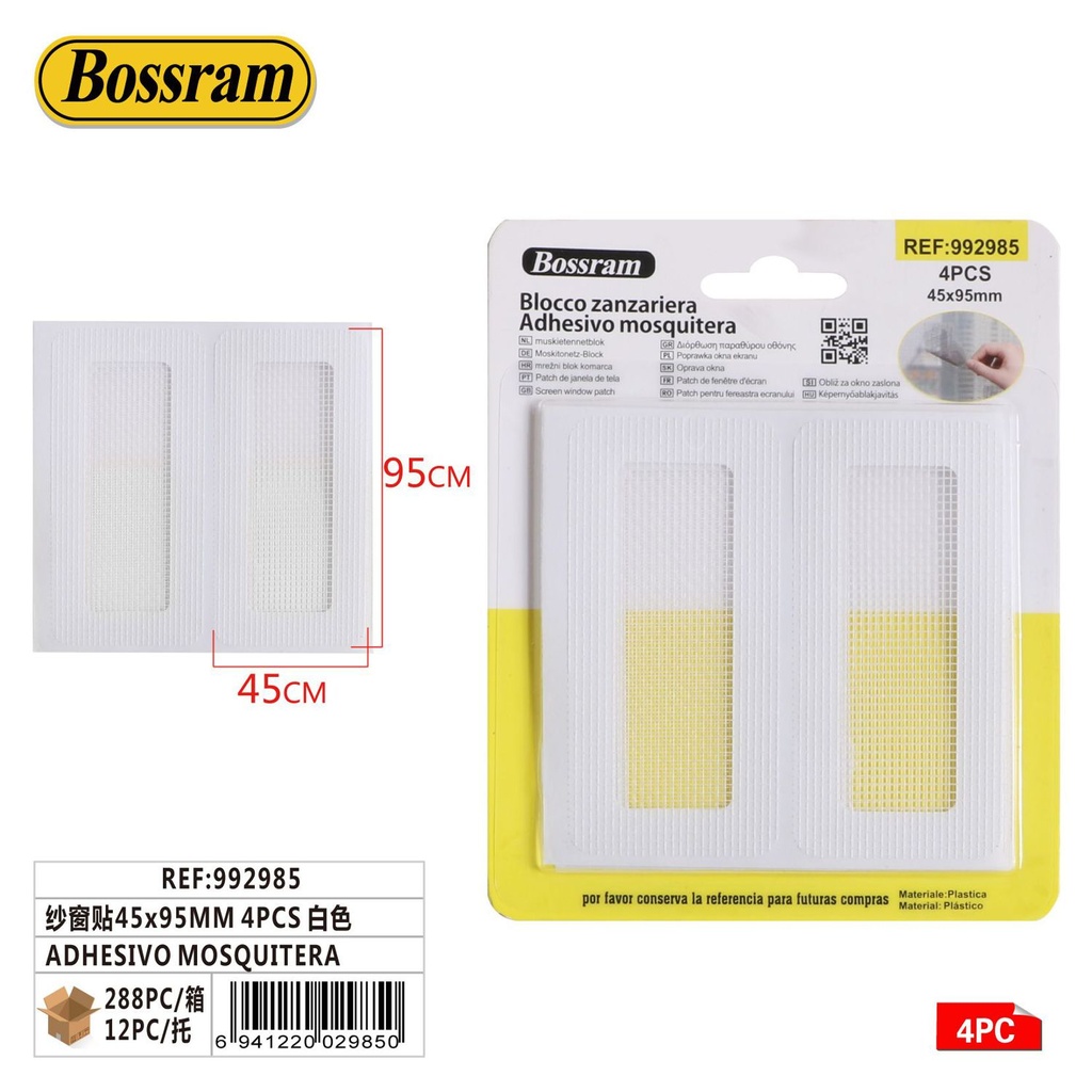 Adhesivo mosquitera blanco 45x95mm 4pcs para ventanas