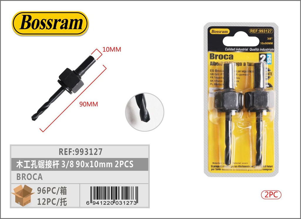 Broca para carpintería 3/8 90x10mm 2pcs