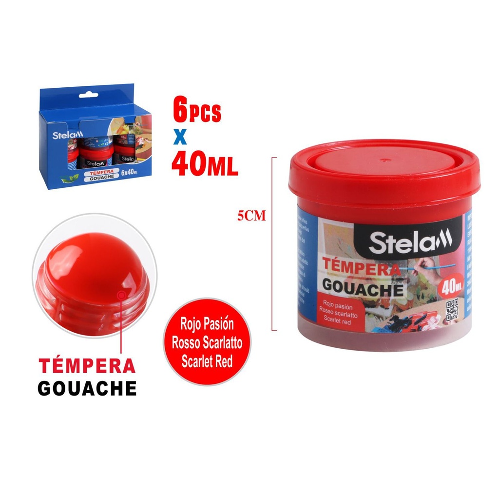 Témpera roja 40ml para artistas y estudiantes