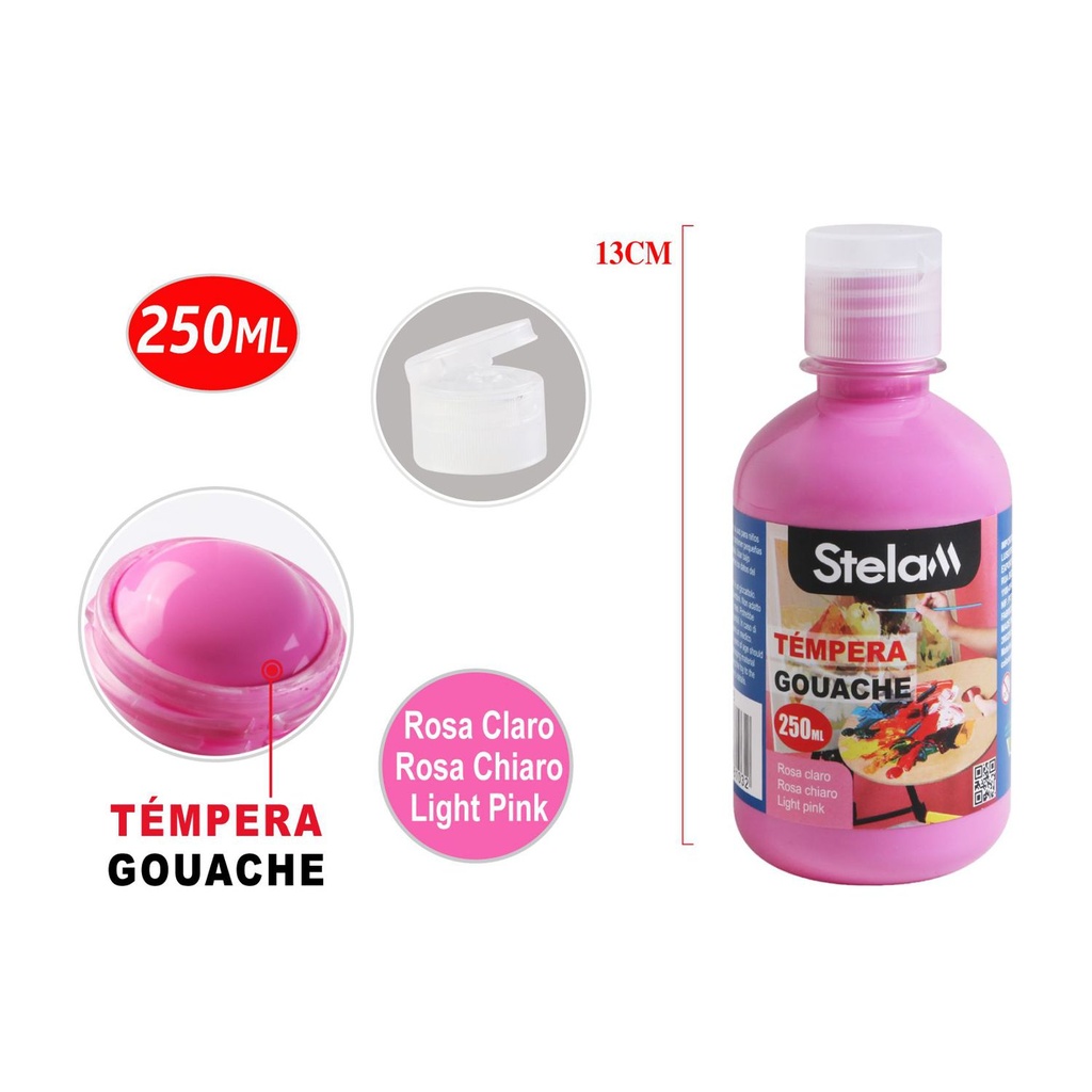 Témpera rosa claro 250ml para arte y pintura