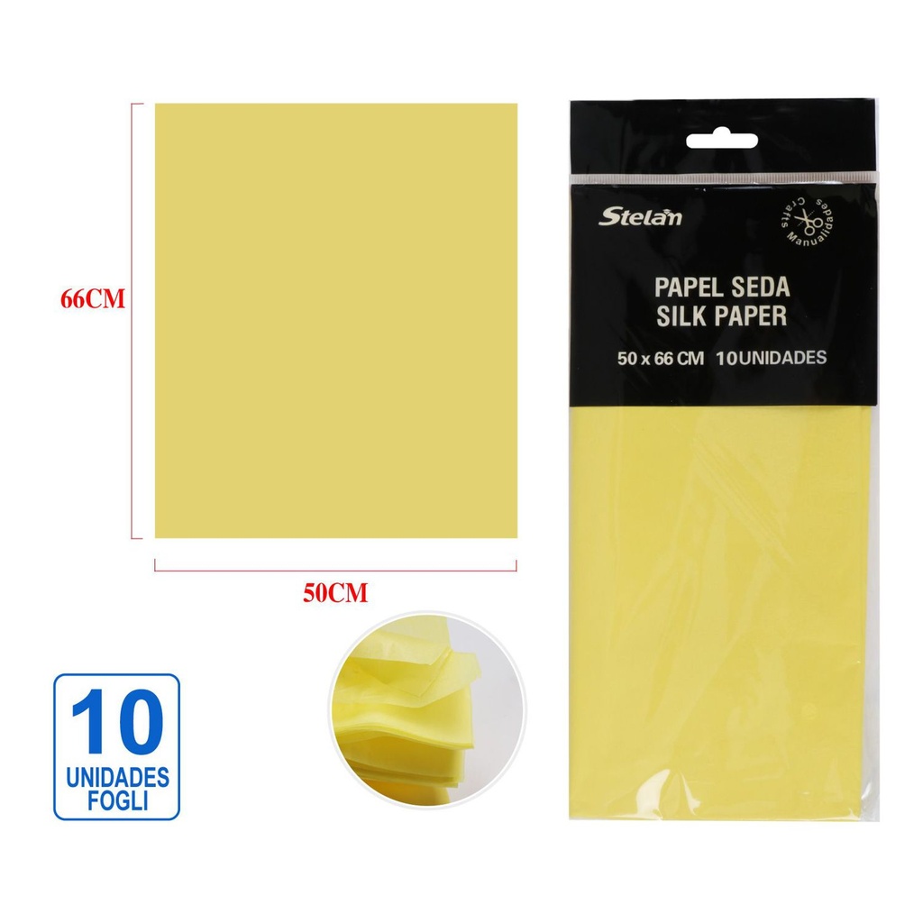 Papel seda amarillo brillante T010 50.8x66 10u para manualidades