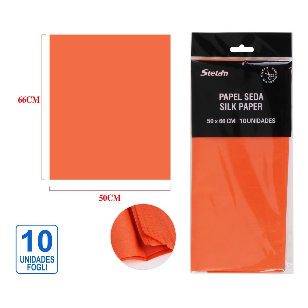 Papel seda naranja 50.8x66cm 10u