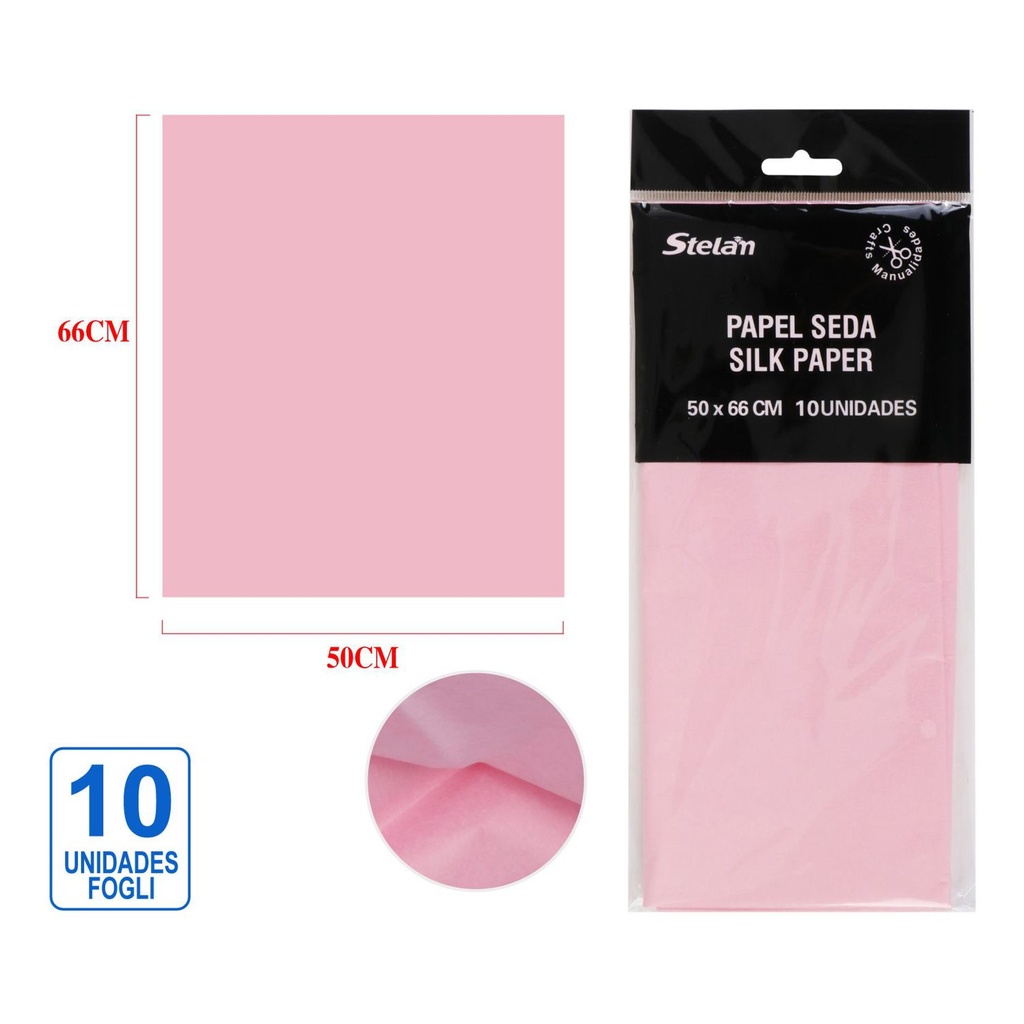 Papel seda rosa 50x66cm 10u para manualidades