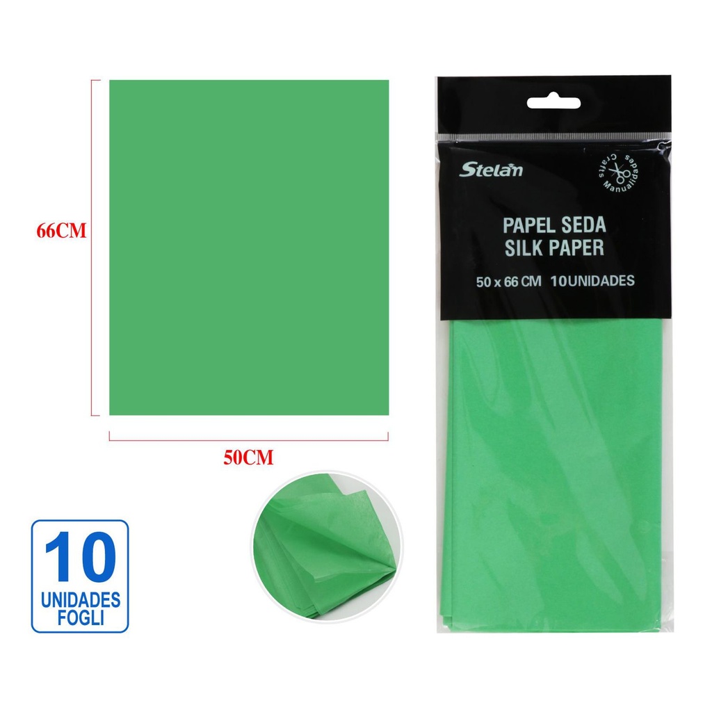 Papel seda verde 50.8x66 10u para manualidades