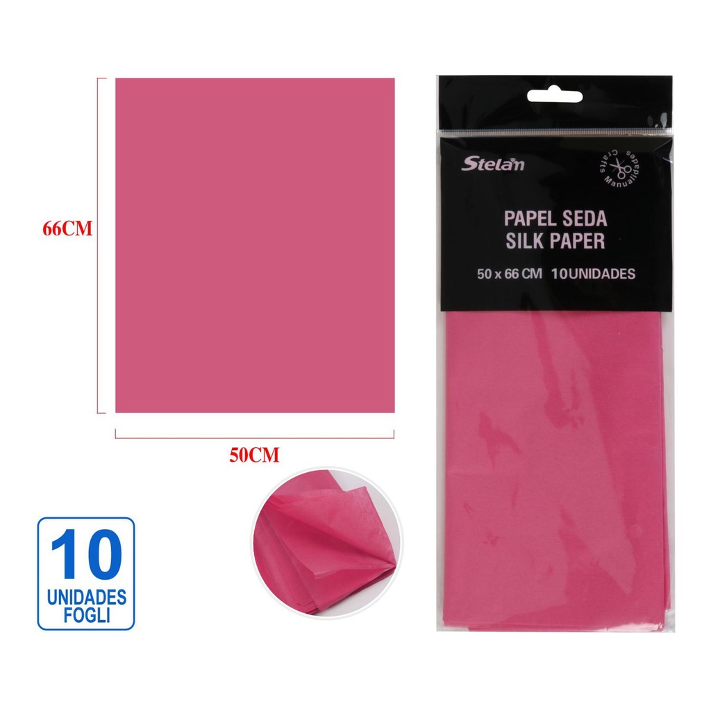 Papel seda fucsia 50x66cm 10u para manualidades