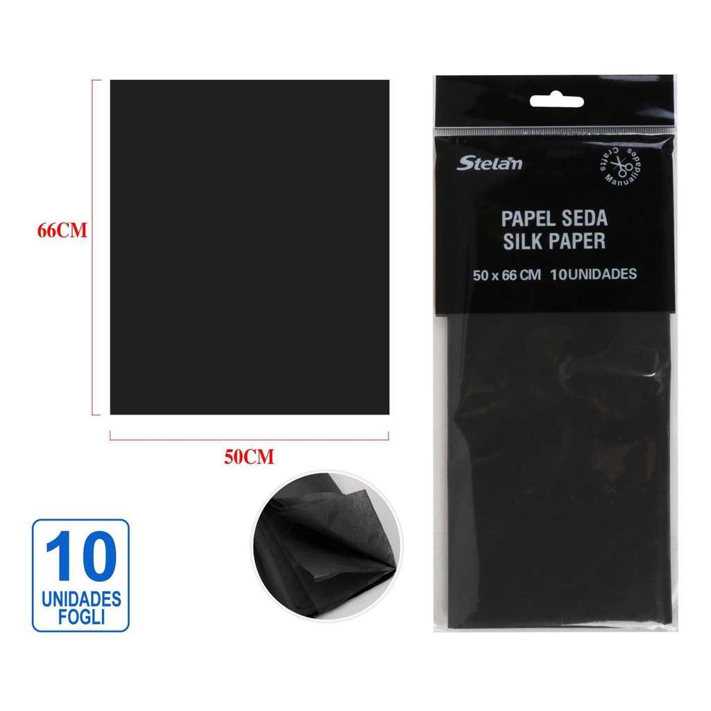 Papel seda negro 50.8x66cm 10u para manualidades