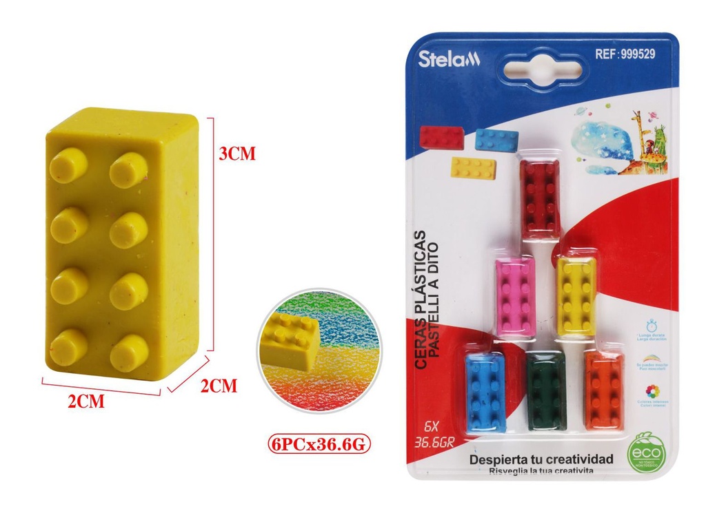 Ceras plásticas 6pc para dibujo infantil