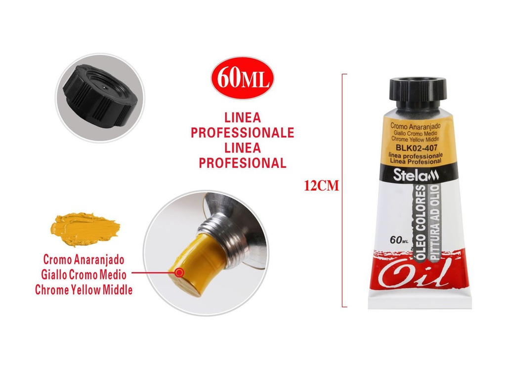 Pintura al óleo profesional 60ml amarillo cromo para artistas