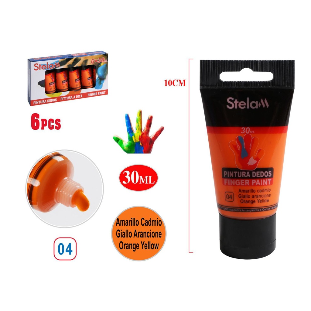 Pintura de dedo naranja 30ml para manualidades