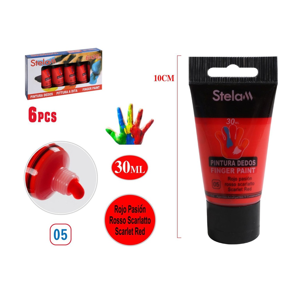 Pintura de dedo 30ml rojo artístico