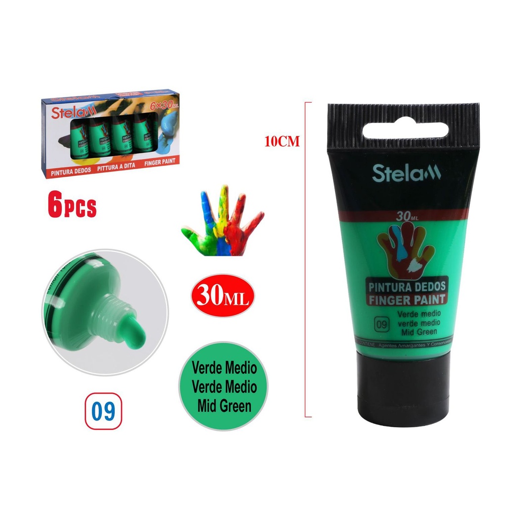 Pintura de dedos verde 30ml para manualidades