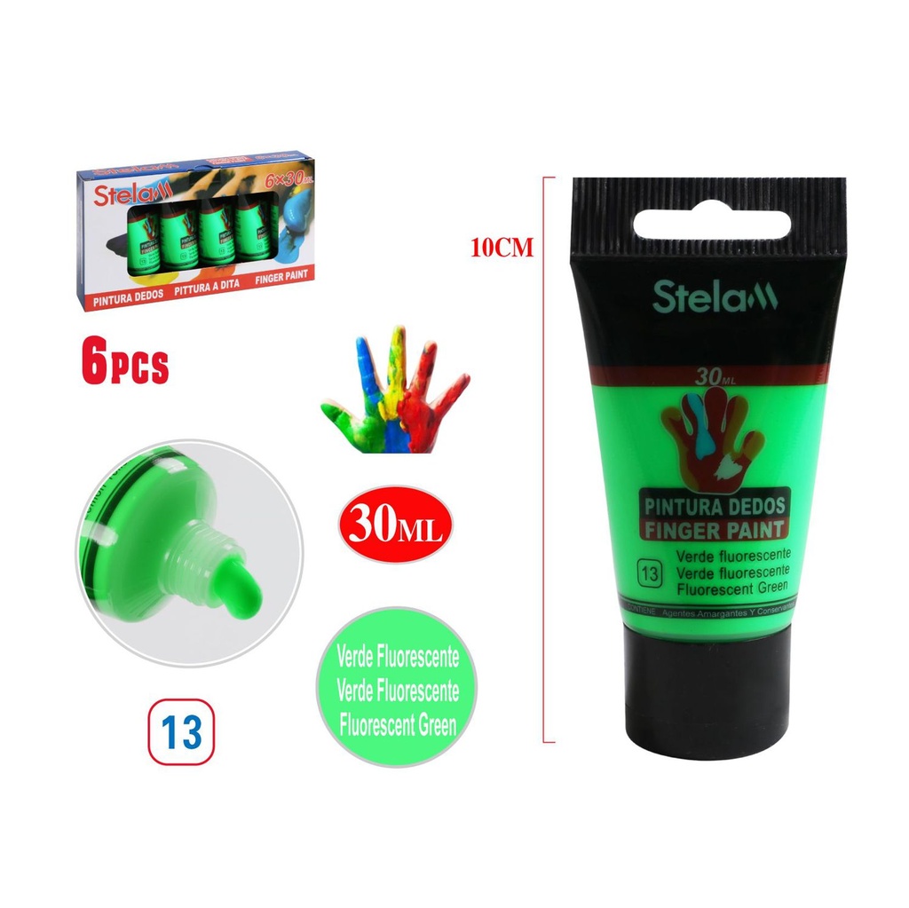 Pintura de dedo fluorescente verde 30ml para niños