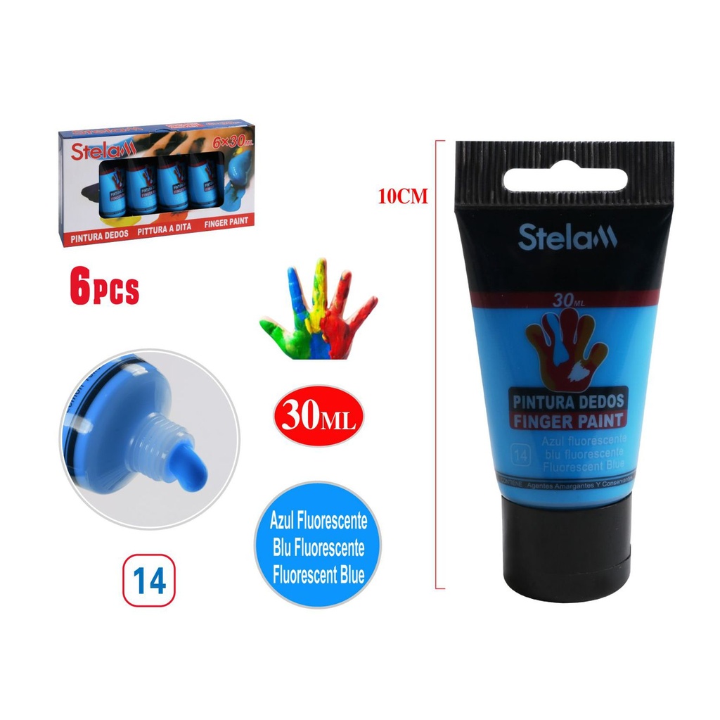 Pintura de dedos fluorescente azul 30ml