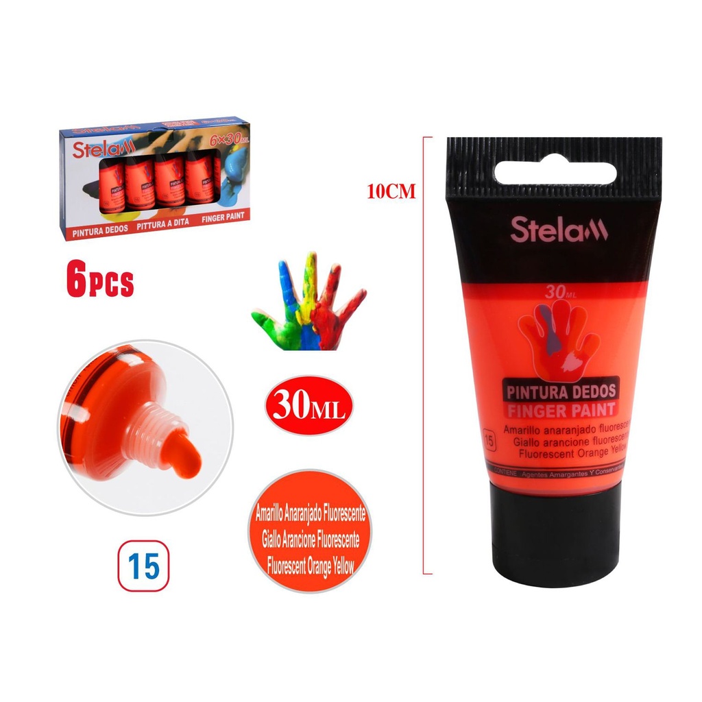 Pintura de dedo 30ml fluorescente naranja