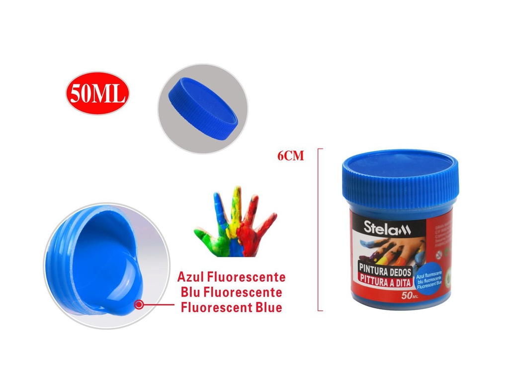 Pintura de dedos fluorescente azul 50ml