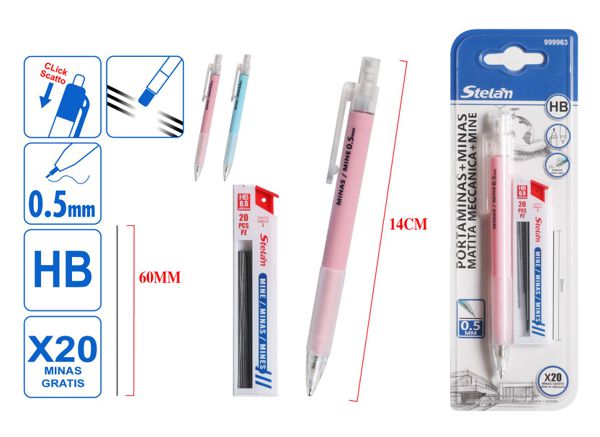 Portaminas 0.5mm con minas para escritura