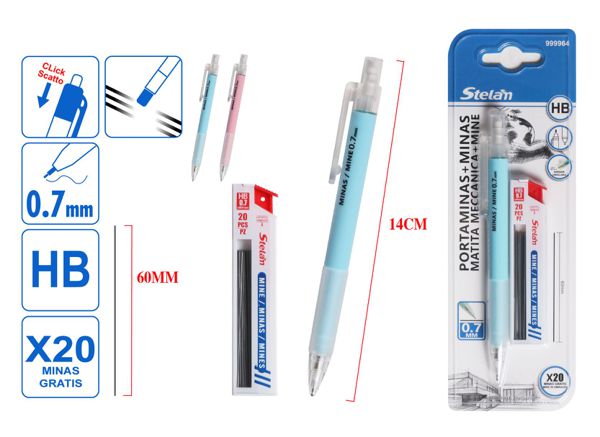 Portaminas con minas 0.7mm para escritura