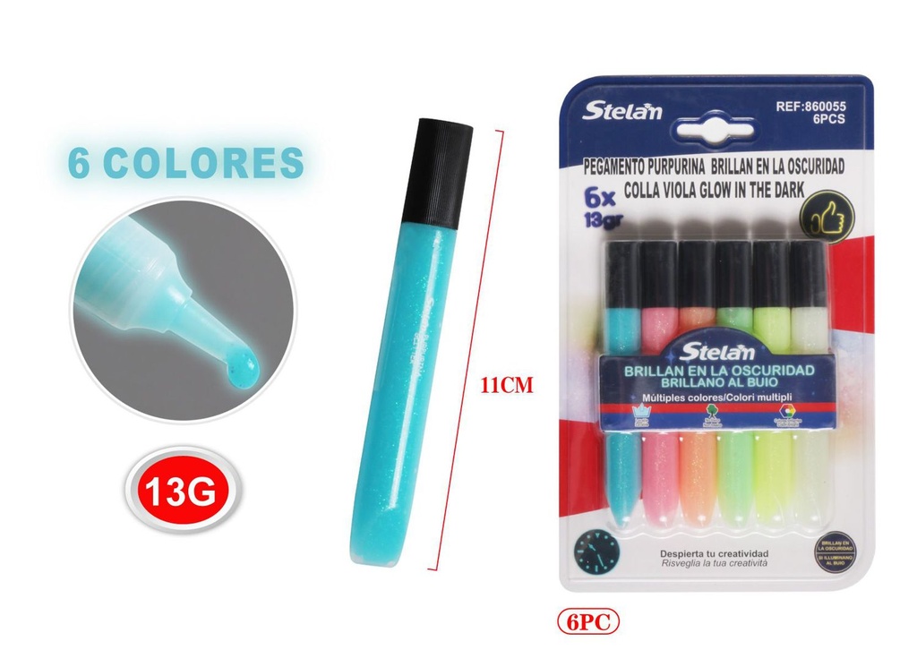 Pegamento que brilla en la oscuridad 6pcs para manualidades