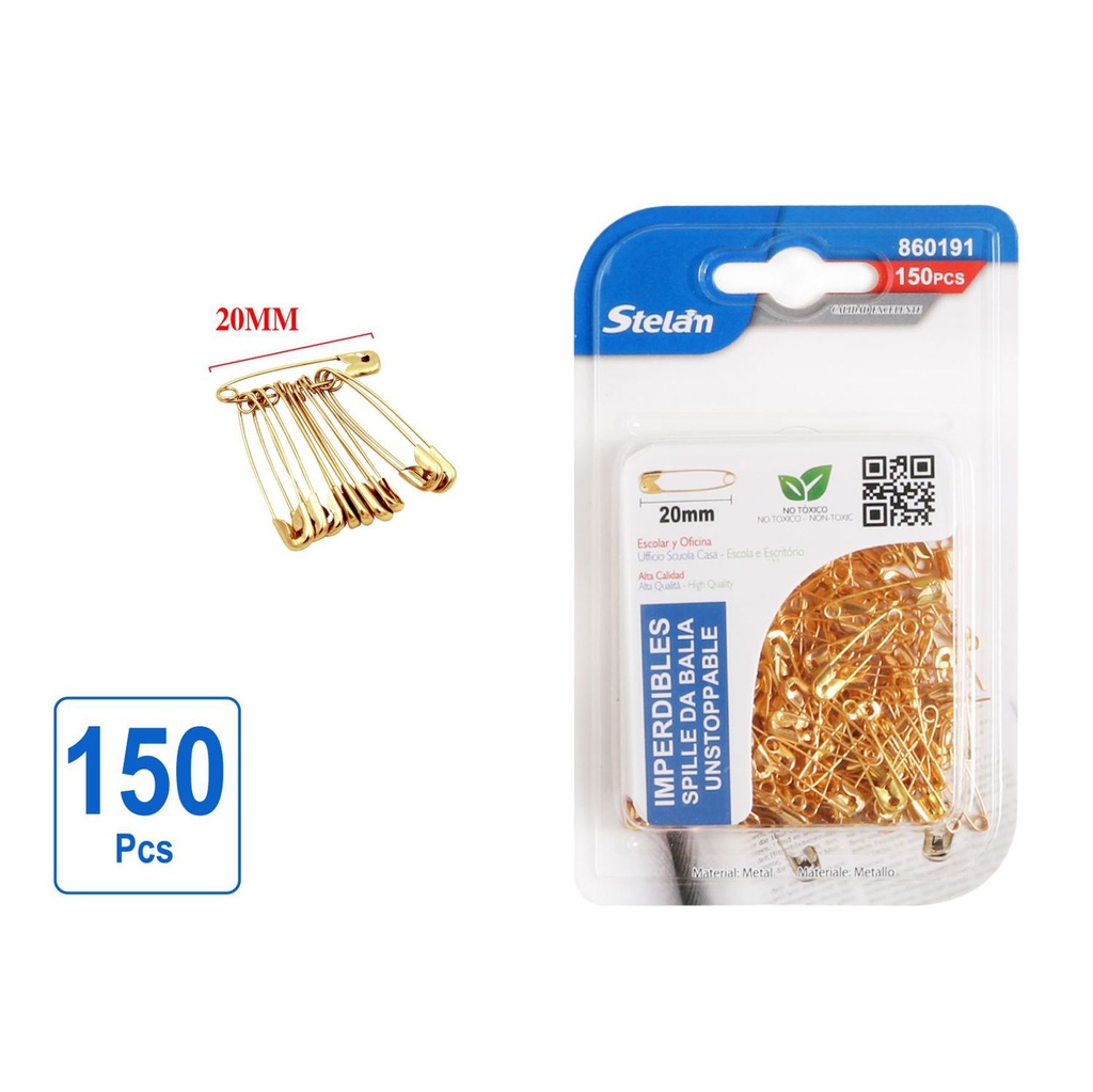 Imperdibles dorados 20mm 150pcs para costura y manualidades