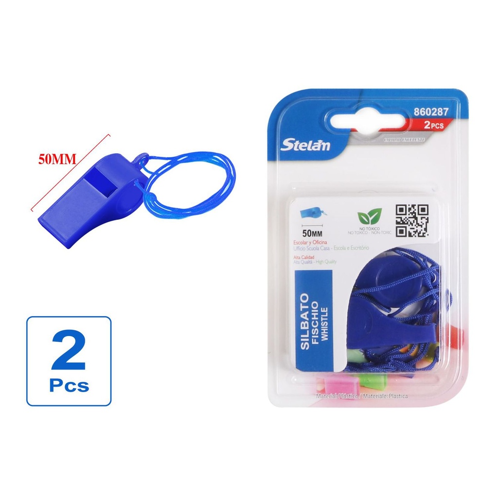 Silbato de plástico azul 2pcs para actividades escolares y recreativas