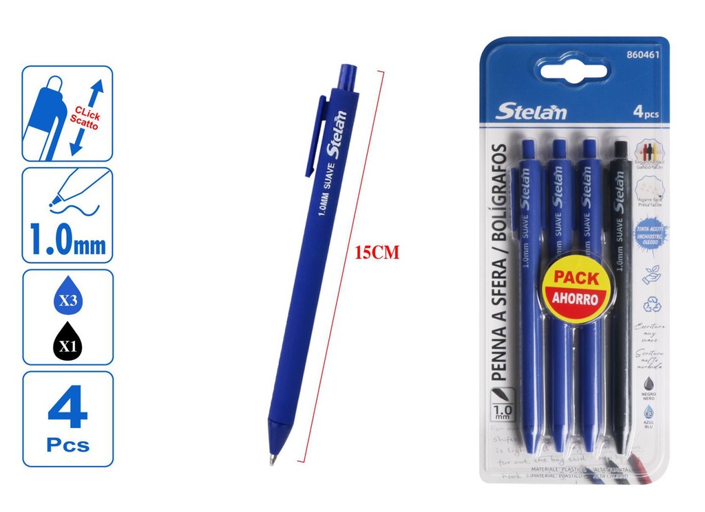 Bolígrafos de tinta aceite 4pcs 1.0mm para escritura