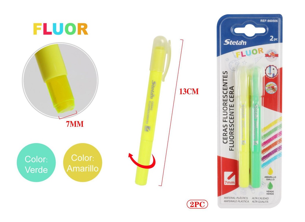 Ceras fluorescentes 2pcs para dibujo infantil