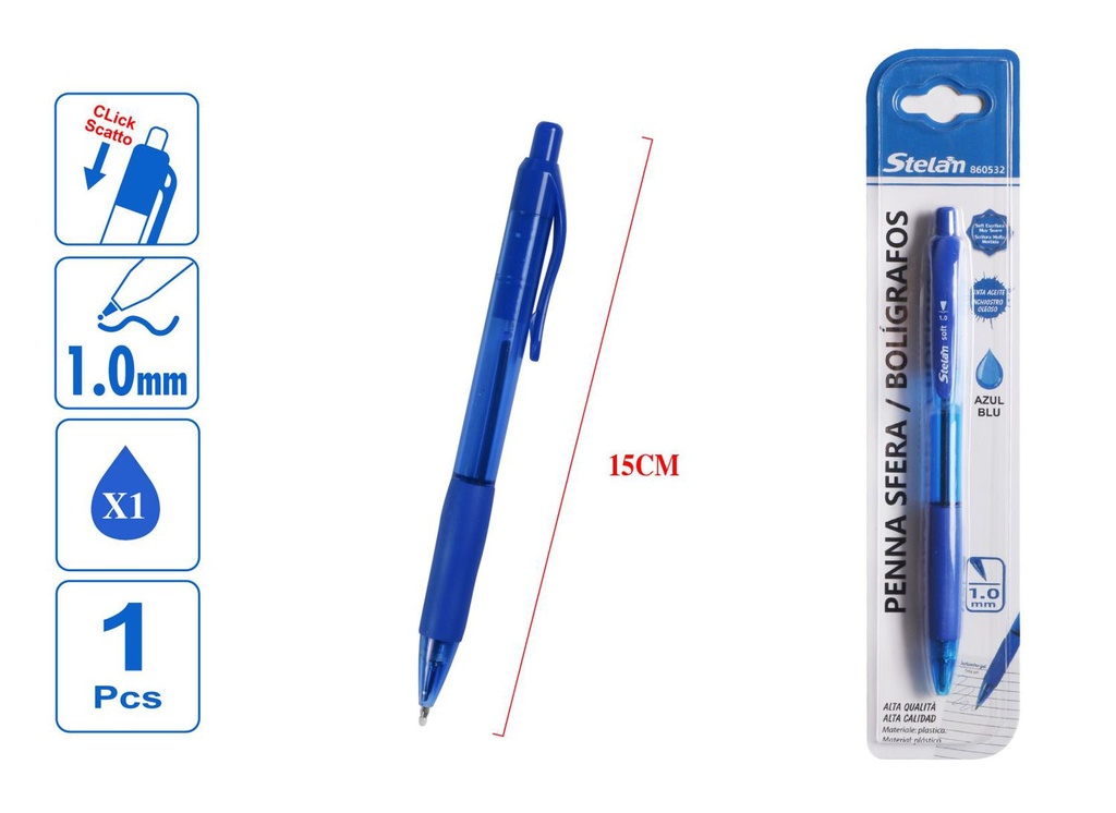 Bolígrafo de tinta aceite 1.0mm azul para escritura