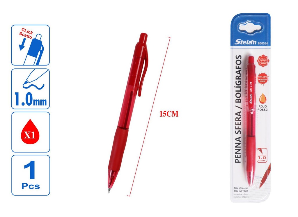 Bolígrafos tinta aceite 1.0mm rojo