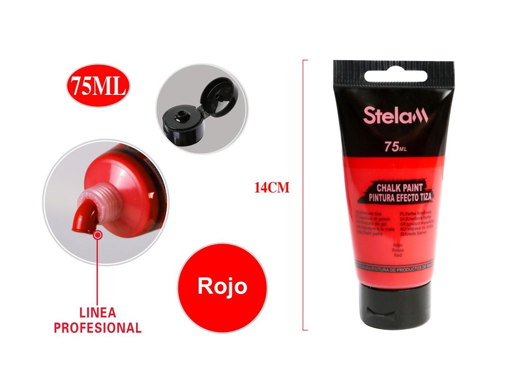 Pintura efecto tiza 75ml rojo para manualidades