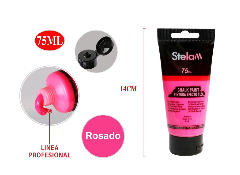 Pintura efecto tiza 75ml rosa manualidades