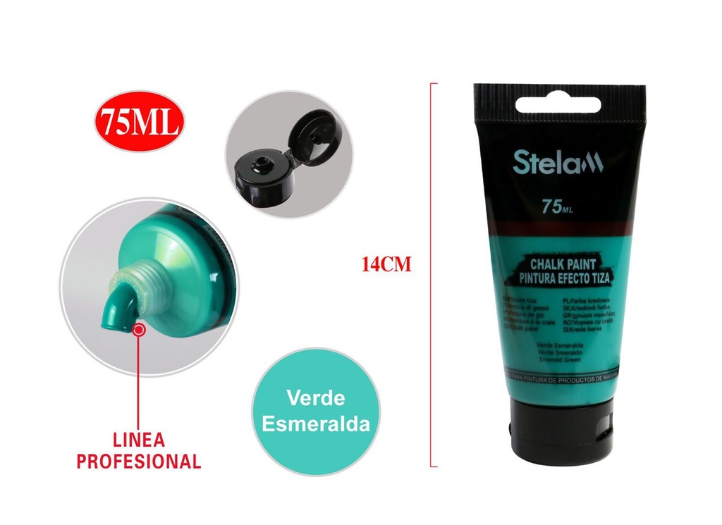 Pintura efecto tiza 75ml verde esmeralda para manualidades