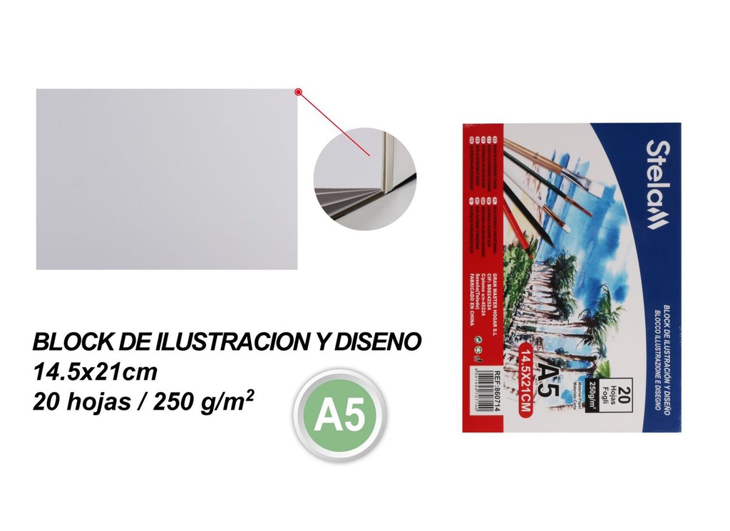 Bloc de ilustración y diseño 250g A5 20 páginas